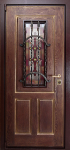 Стальная дверь Дверь с ковкой №20 с отделкой Массив дуба